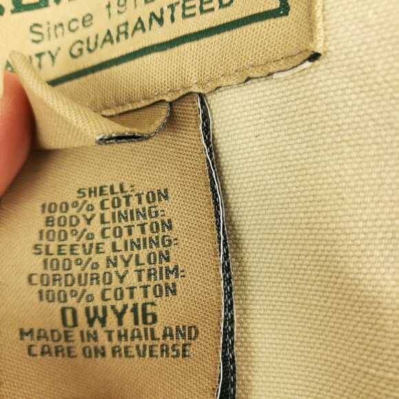 VTG LL Bean Jacket Canvas Chore Barn Corduroy Collar Flannel Lined Mens Large - Picture 6 of 13